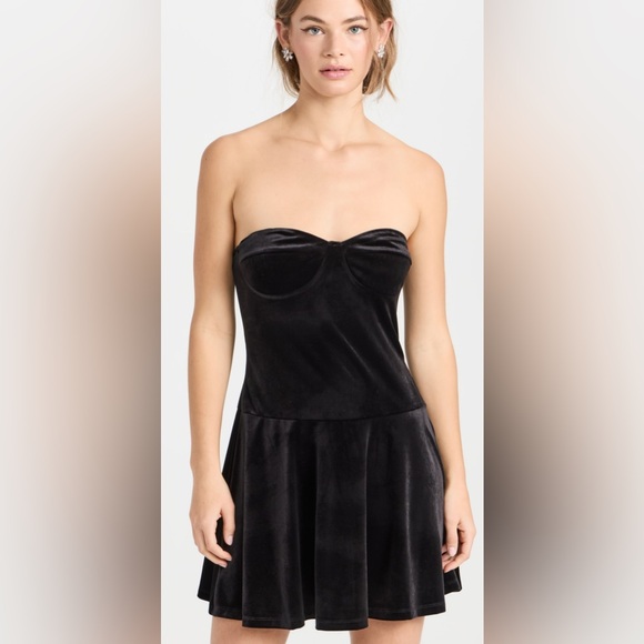Reformation Velvet Mini Black Dress - Picture 1 of 10